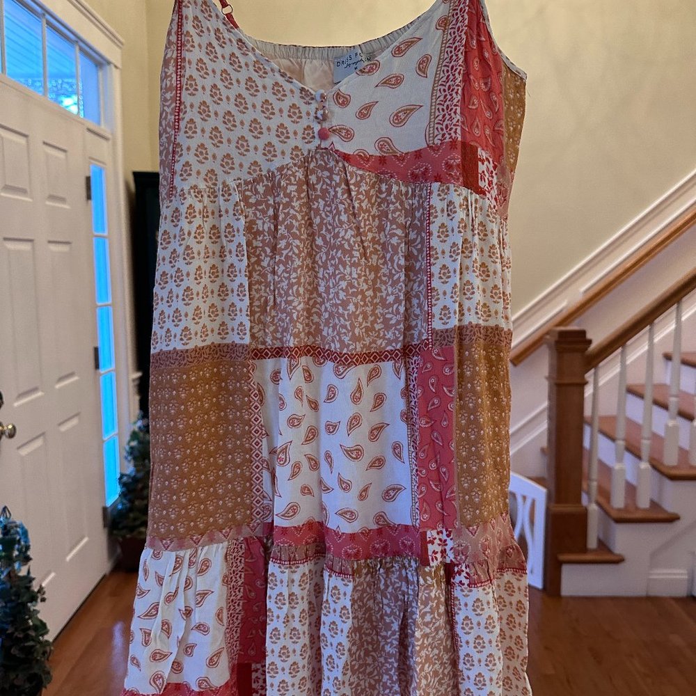 Dress Forum Orange/Cream Pattered Dress - Size Medium